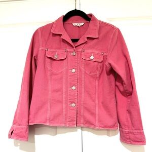CAbi Rose Pink Soft Denim Jacket with Button Front 💯% Cotton